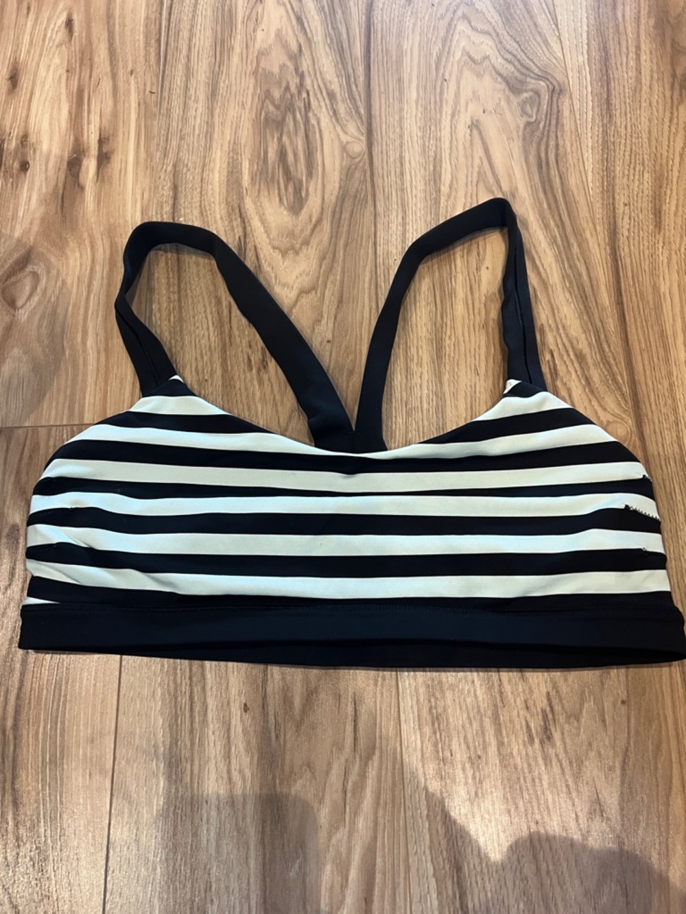 lululemon athletica Black and White Striped Sports Bra
